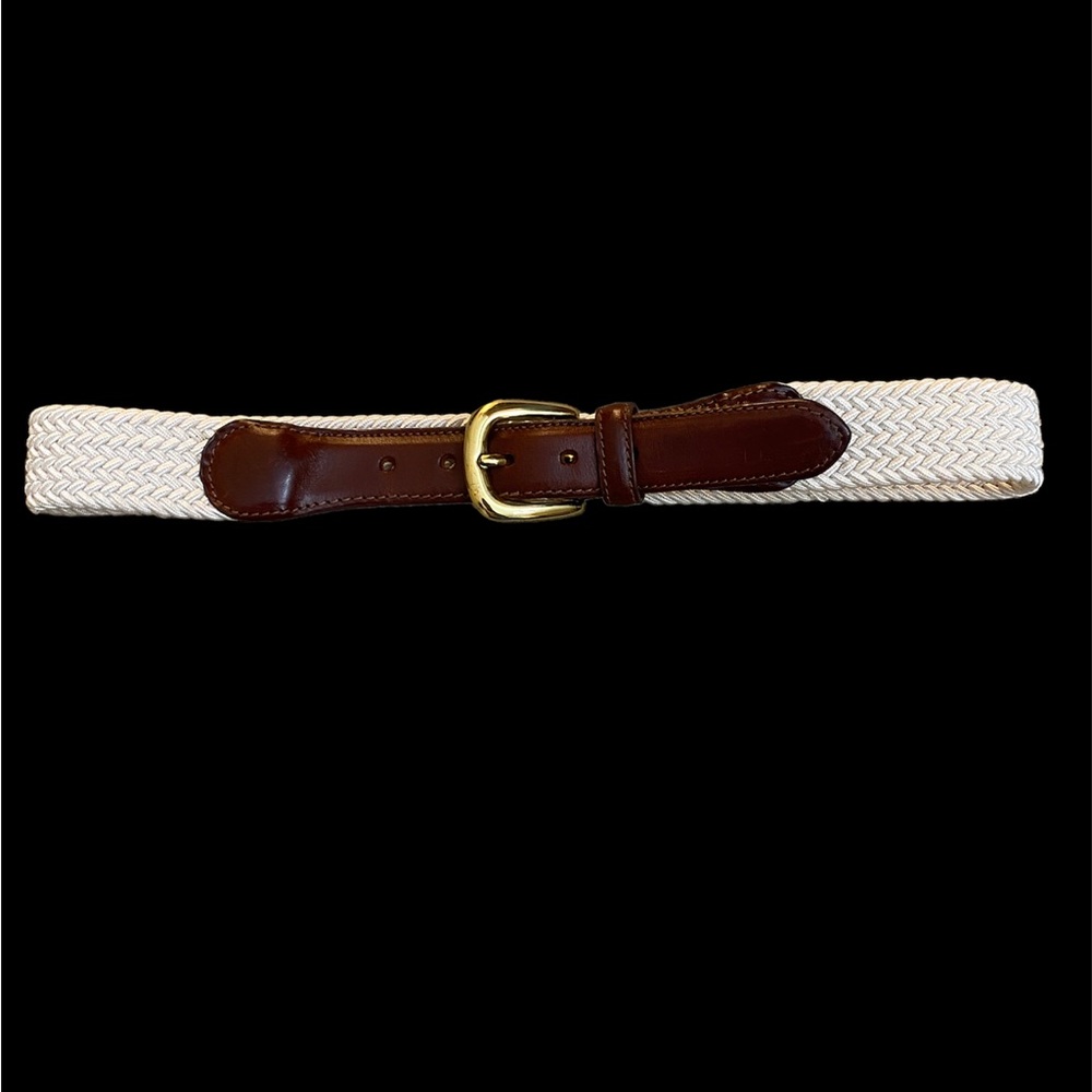 Brow leather and cream Elastic belt